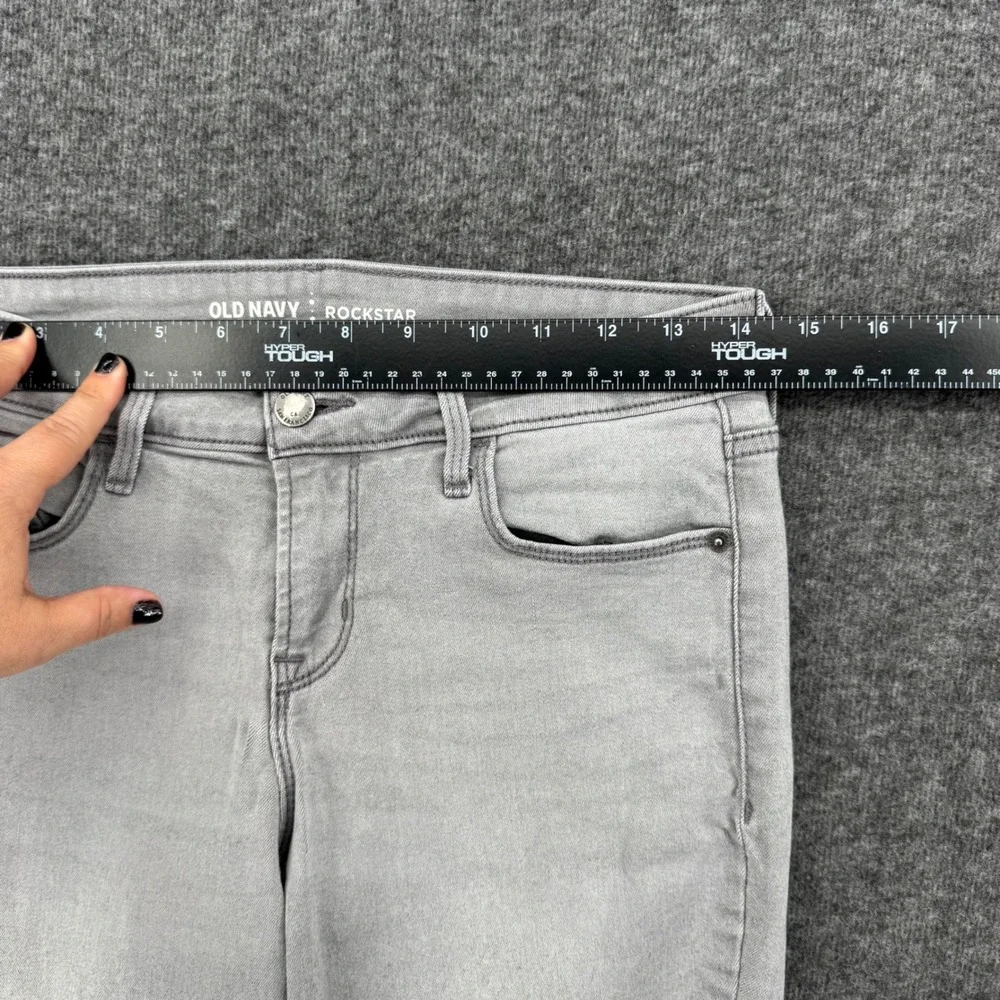 Old Navy Rockstar Mid Rise Skinny Jeans Light Gray Denim Women Size 6  Casual